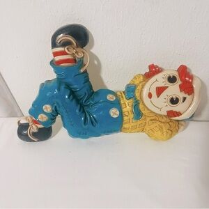 Raggedy Andy Wall Plastic Hanging Plaque Bobbs Merrill 1977 Vintage Farmhouse